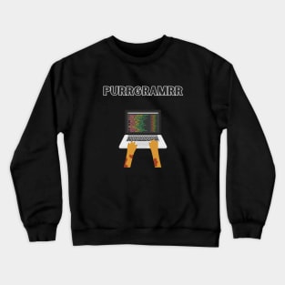 Purrgramrr Programmer Funny Cat Paws on Laptop Crewneck Sweatshirt